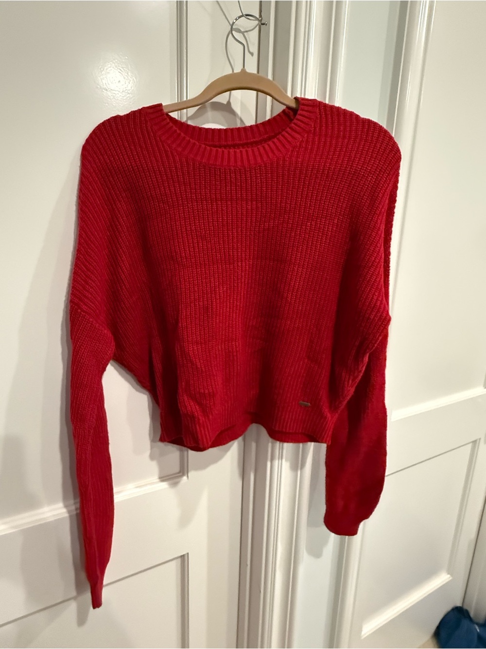 Hollister Bright Red Ribbed Crewneck Sweater